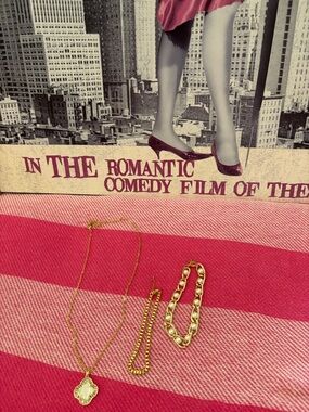 Gold Tone Necklace NWOT Trio with Clover Pendant